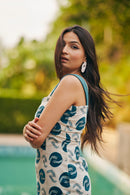 The Conscious Closet Blue Slate Wave Soul Short Dress