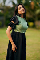 The Conscious Closet Black and Spanish Green Black Ash Detachable Dress