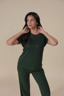 Carbontree Women Pine Green Tencel Tee
