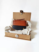 Green Hermitage Iris- Apple Leather Card Holder (Gingerbread & Black)