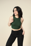 Carbontree Bamboo Women Pine Green Rib Tank Top