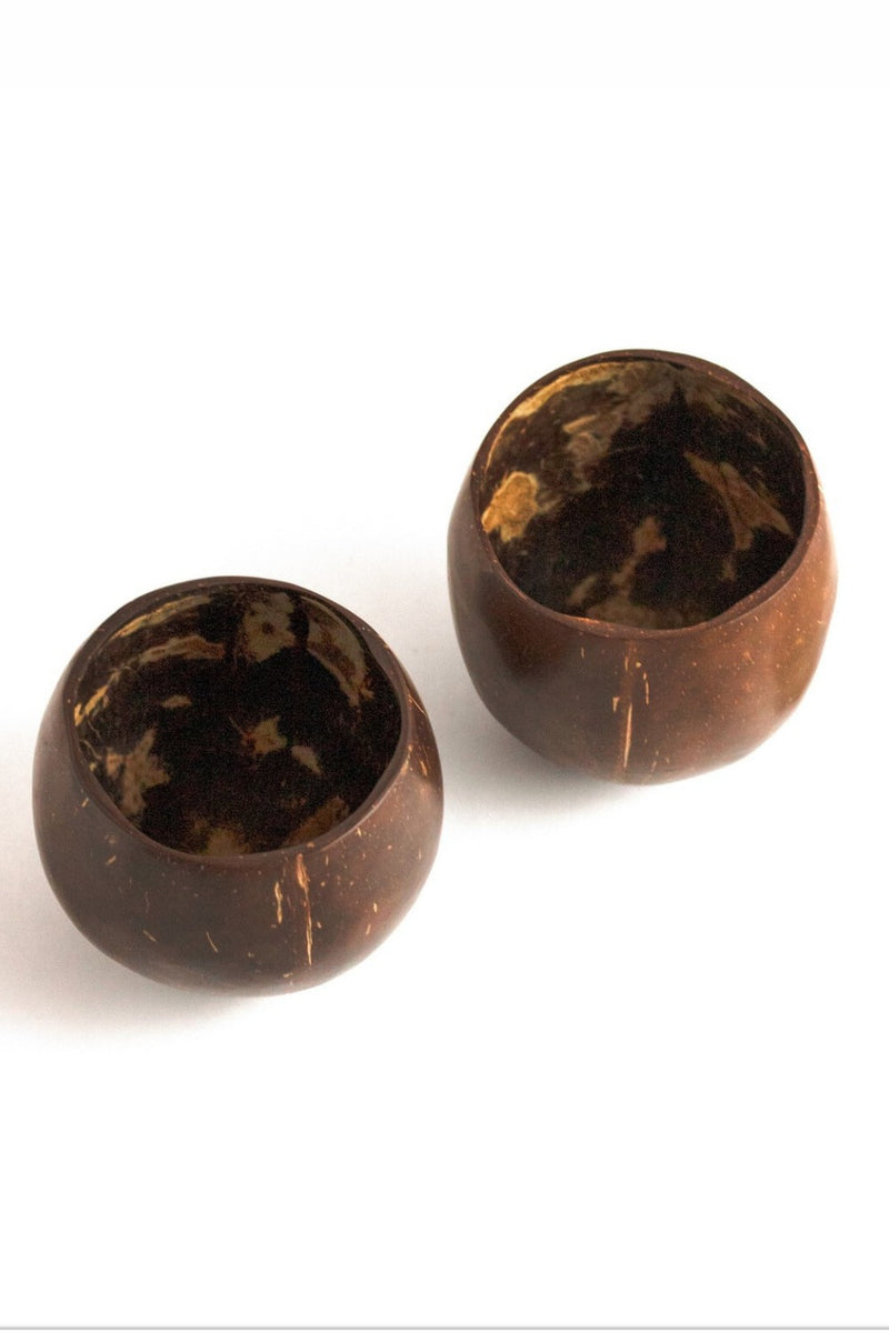 Thenga Brown Coconut Shell Cup | Natural & Handmade | Tea/Coffee/Juice Cups - 200 ml ( Set of 2 )