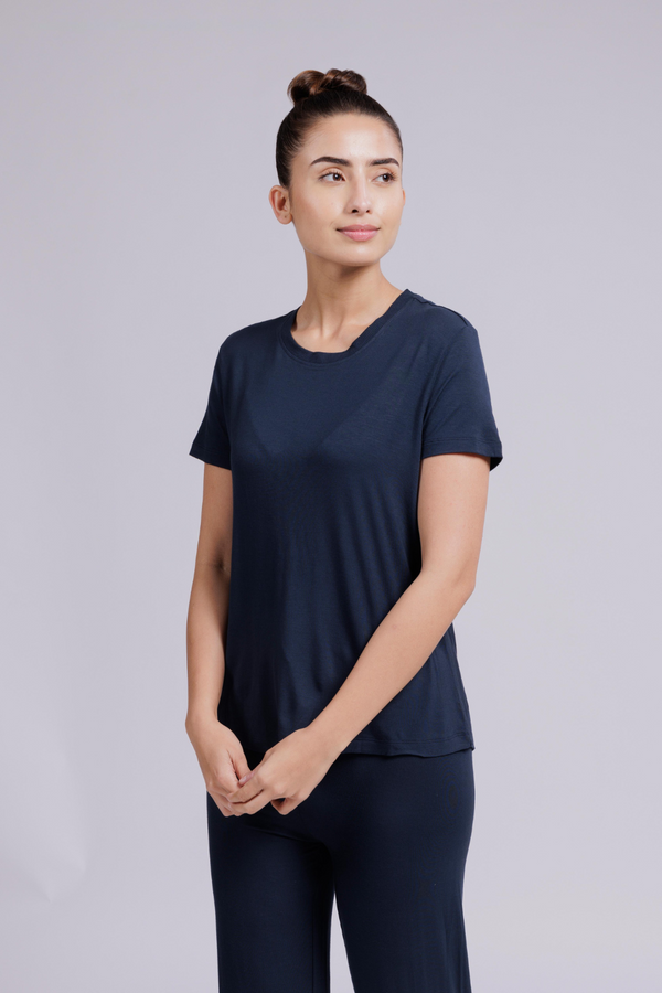 Carbontree Women Mid Night Navy Bamboo Tee
