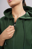 Carbontree Organic Cotton Women Pine Green Cropped Carbon Hoodie