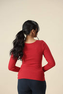 Carbontree Bamboo Women Bold Red Full Sleeve Rib Top