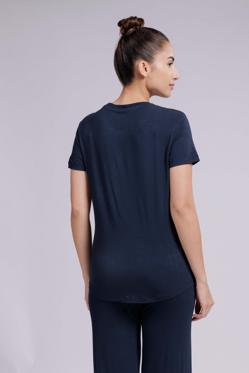 Carbontree Women Mid Night Navy Bamboo Tee