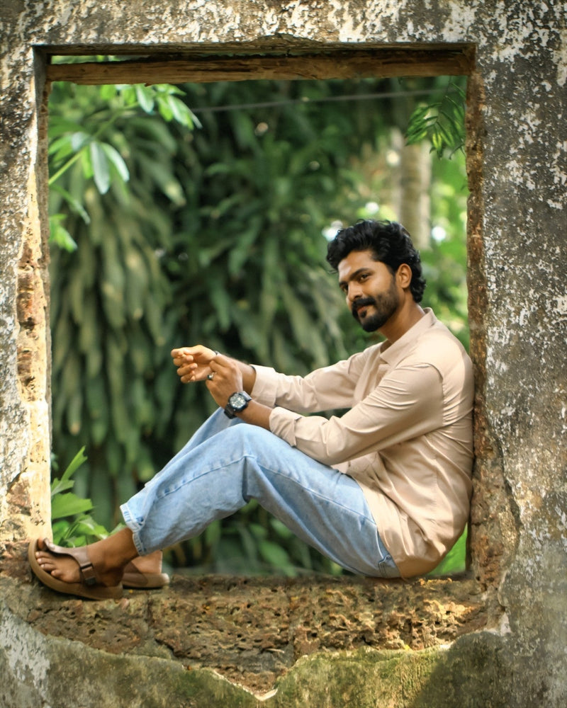 Islands of Loom Organic Cotton Men's Beige Sandstone Shirt