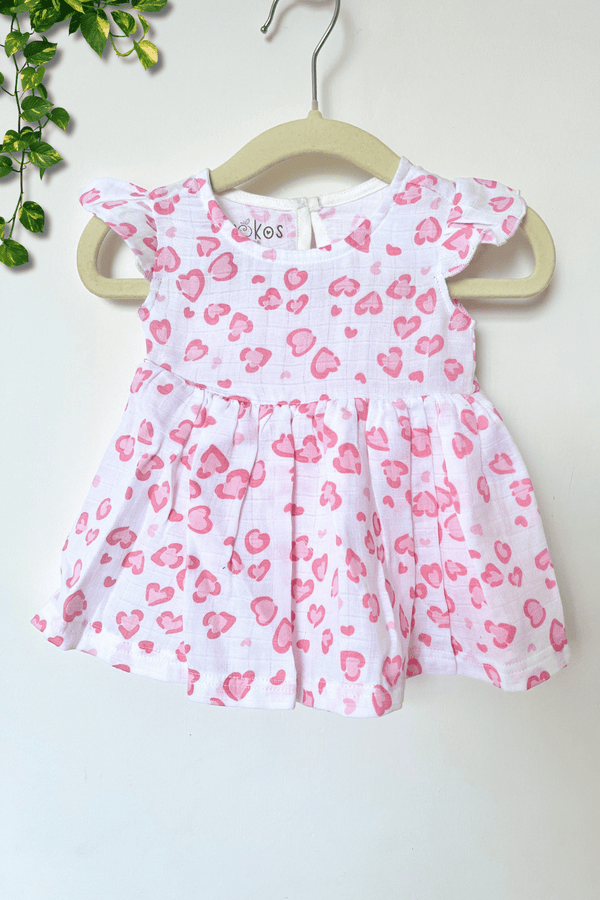 Momokos - 100% Organic Cotton Wild Hearts Muslin Dress