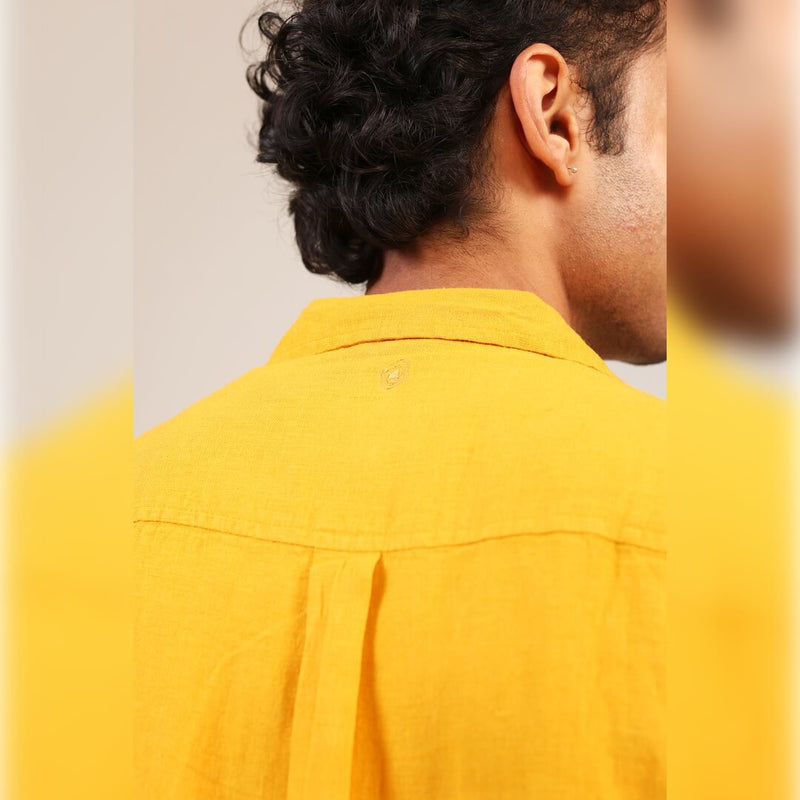 Islands of Loom 90% Organic linen + 10% Ecovero™ Blend Men's Yellow Sunshine Shirt
