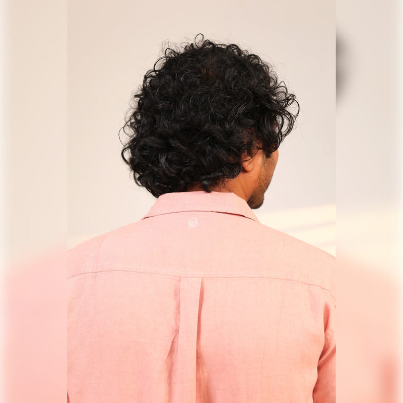 Islands of Loom 90% Organic linen + 10% Ecovero™ Blend Men's Dusty Pink Rose Dust Shirt