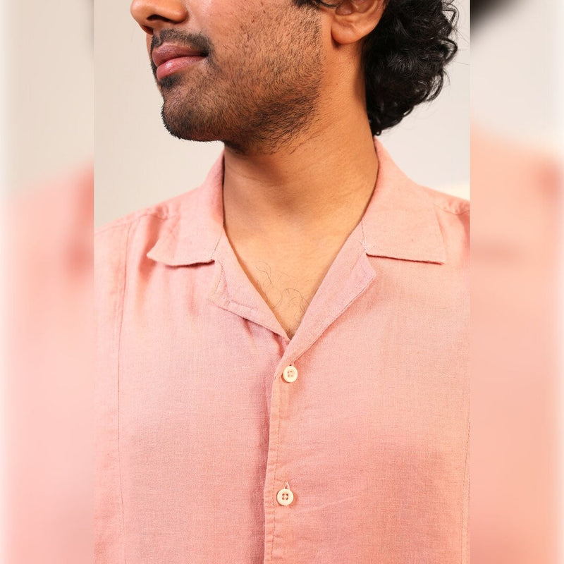 Islands of Loom 90% Organic linen + 10% Ecovero™ Blend Men's Dusty Pink Rose Dust Shirt