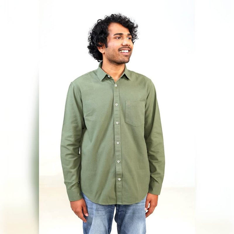 Islands of Loom Organic Hemp Men's Green Avacado Shirt