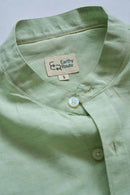 Earthy Route Half Sleeve Mandarin Collar Shirt in TENCEL™ Lyocell Linen | Fresh Green