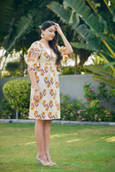 The Conscious Closet  Block Printed Sandy Pods Short Dress