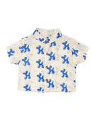 Greendigo Organic Cotton Pack of 1 Printed Shirt for Newborn Baby Boys - Blue and White