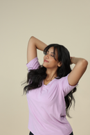 Carbontree Bamboo Women Lavender Haze V Neck Tee