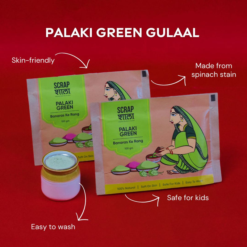 Natural Green Gulaal For Holi | 200g | Skin-Friendly | 100% Natural | Easy To Wash | Made In Banaras