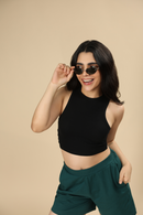 Carbontree Bamboo Women Carbon Black Rib Tank Top