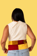 JOD Cotton Womens Red Hotline Statement Collar Patchwork Vest