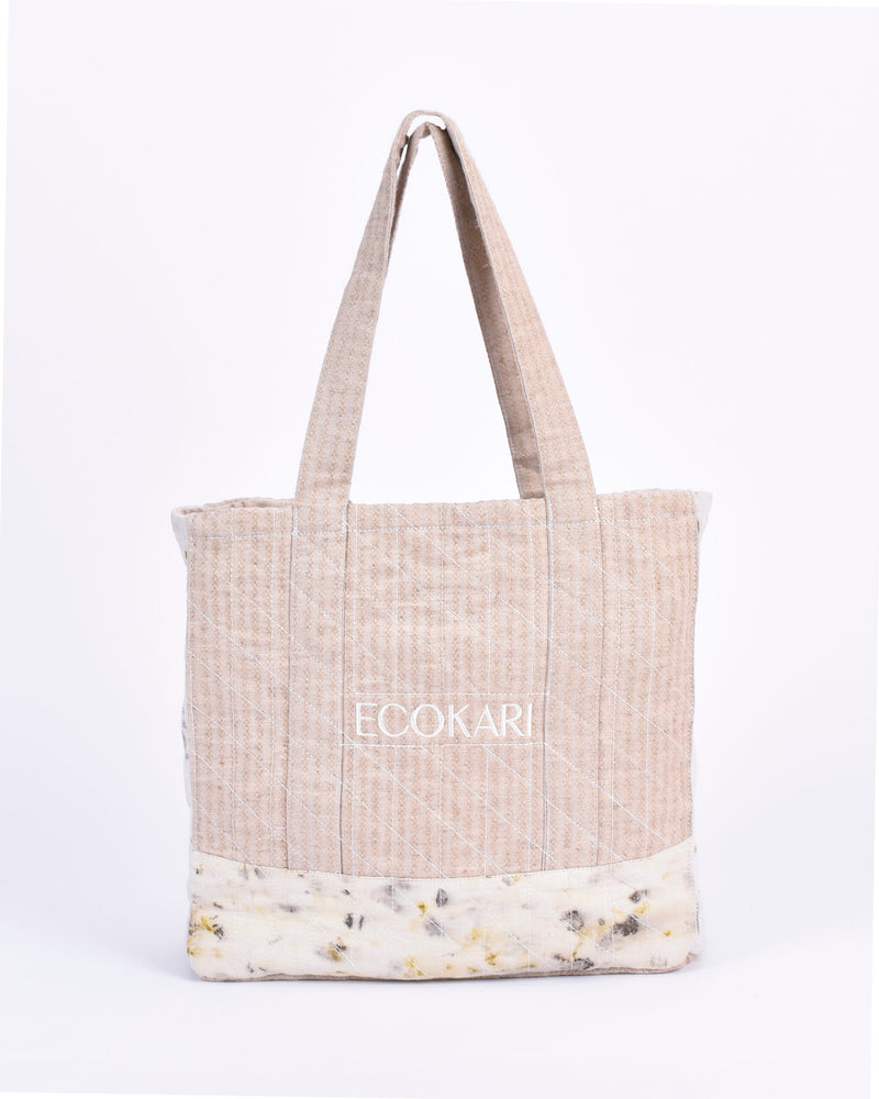 Eco Tote Hemp Bag | Beige & White