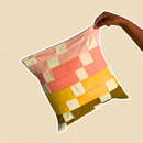 JOD Cotton Woven Checkered Pink & Yellow Pillow Covers