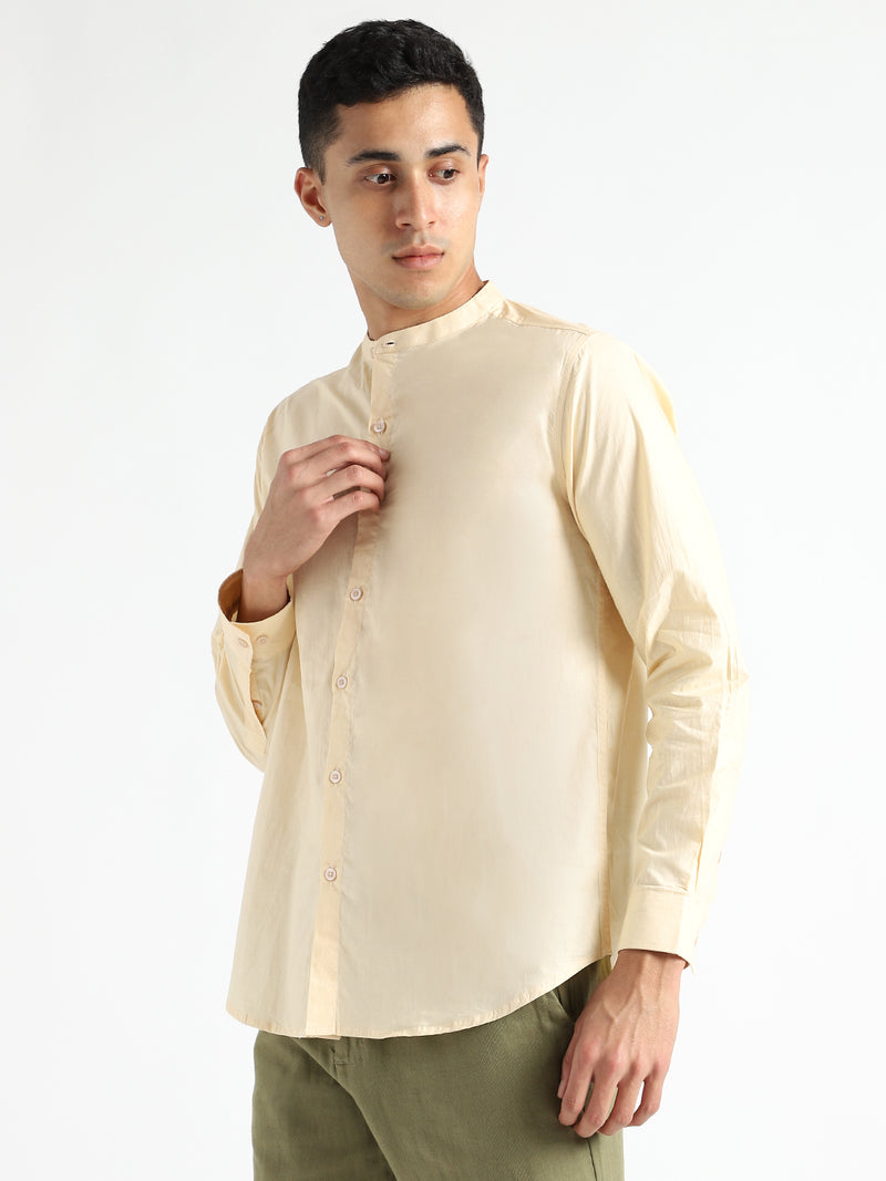 Livbio Organic Cotton & Naturally Dyed Mens Round Neck Pale Apricot Shirt