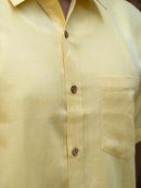Earthy Route Tencel™ Lyocell Linen Half Sleeve Shirt in Lemon Yellow