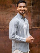 Earthy Route Tencel™ Lyocell Linen Full Sleeve Shirt in Slate Grey
