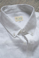 Earthy Route Full Sleeve Button Down Collar Shirt in 100% Linen | Classic White