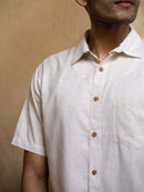 Earthy Route Tencel™ Lyocell Linen Half Sleeve Shirt in Natural