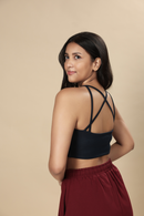 Carbontree Women Mid Night Navy Bamboo Strappy Top