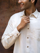 Earthy Route Tencel™ Lyocell Linen Full Sleeve Shirt in Natural