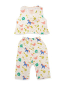 Greendigo Organic Cotton Pack of 2 Top and Pant for Newborn Baby Girls - Off White