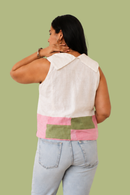 JOD Cotton Womens Gulabi Grid Patchwork Vest