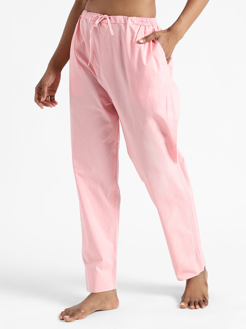 Livbio Organic Cotton & Natural Dyed Womens Rose Pink Color Slim Fit Pants