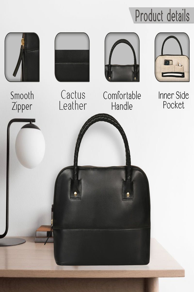 Green Hermitage Theia Vegan Leather Shoulder Bag (Black)