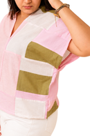 JOD Cotton Relaxed Fit Women Kaftan Top Gulabi Grid Top