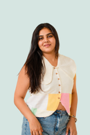 JOD Cotton Womens Cross Connection Multi colour Patchwork Vest