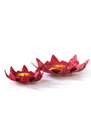 GreenKraft Lotus Handcrafted Bamboo Tealight Holder- Set of 2