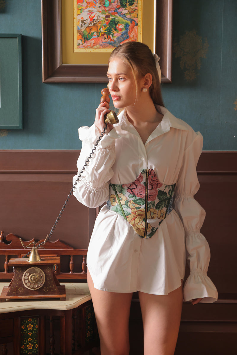 Label Muslin Ivory Frame Corset Shirt