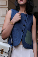 Un Denim - Dark Indigo Short Top X Waist Coat | Lightweight Denim
