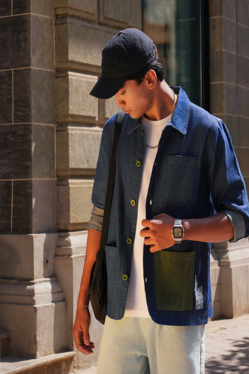 Un Denim - Dark Indigo Full-Sleeved Shacket | Lightweight Denim