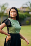 The Conscious Closet Black and Spanish Green Black Ash Detachable Dress