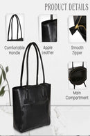 Green Hermitage Athena Vegan Leather Tote Bag (Black)
