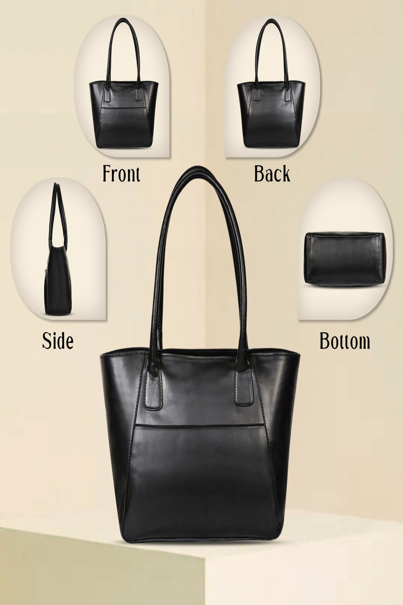 Green Hermitage Athena Vegan Leather Tote Bag (Black)