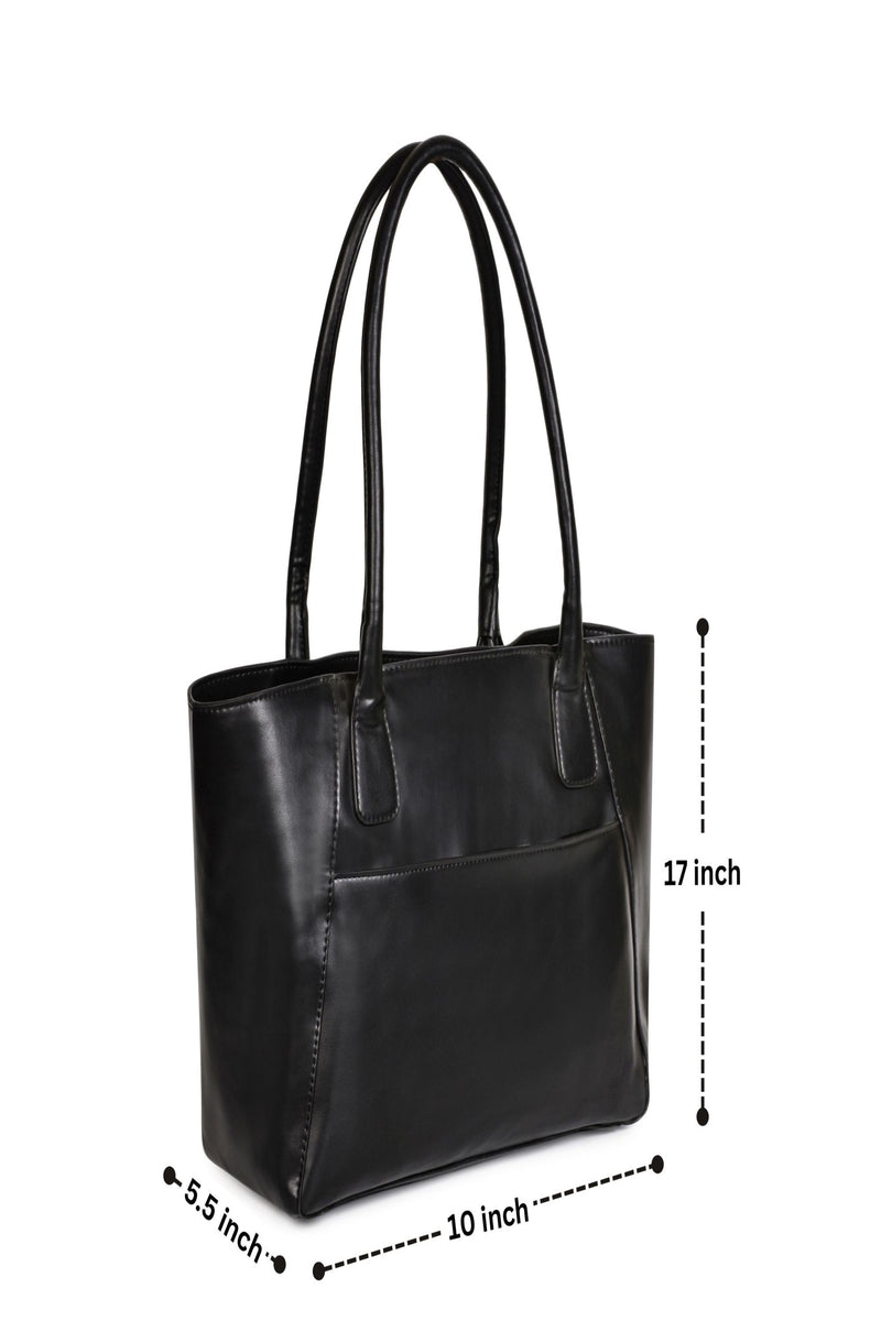 Green Hermitage Athena Vegan Leather Tote Bag (Black)