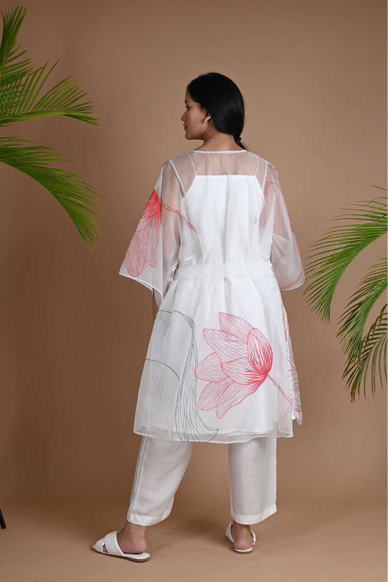 Ethically made pure organza silk jacket with hand embroidery