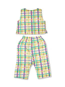 Greendigo Organic Cotton Pack of 2 Top and Pant for Newborn Baby Girls - Green, Yellow