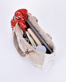 Eco Tote Hemp Bag | Beige & White