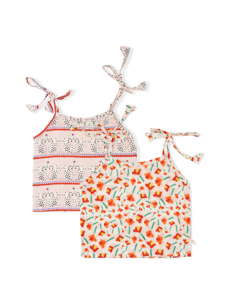 Greendigo Organic Cotton Pack of 2 Jhablas for Newborn Baby Girls - White and Pink